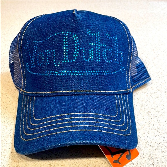 Von Dutch White Cap with Blue Rhinestone Logo, NWT Von Dutch Women main image 3